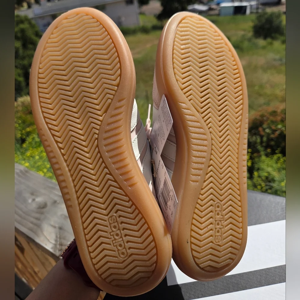 Adidas Women's Pastel Pink and Cream Sneakers - Picture 4 of 8